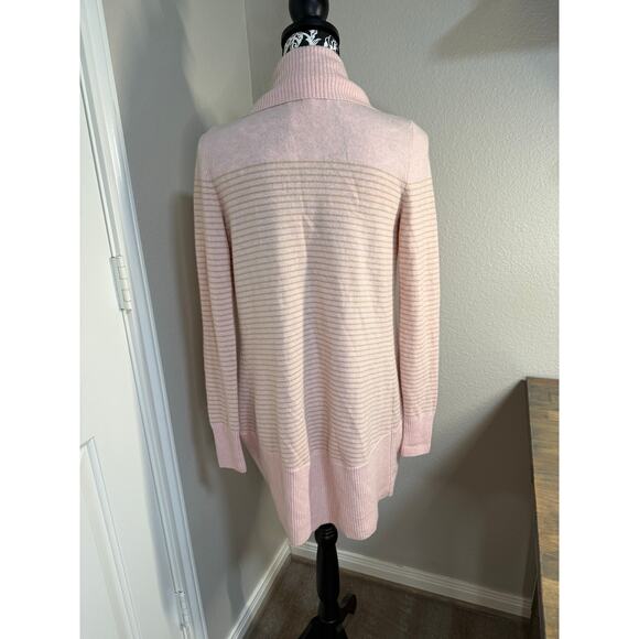 Juicy Couture Pink and Gold Stripe Open Front Cashmere Sweater - Picture 3 of 9